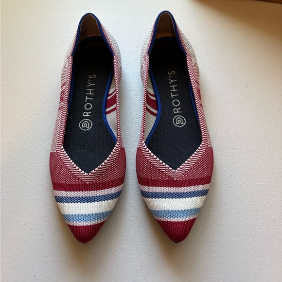 Rothy's Varsity Stripe Red Points size 8.5 - Picture 2 of 8